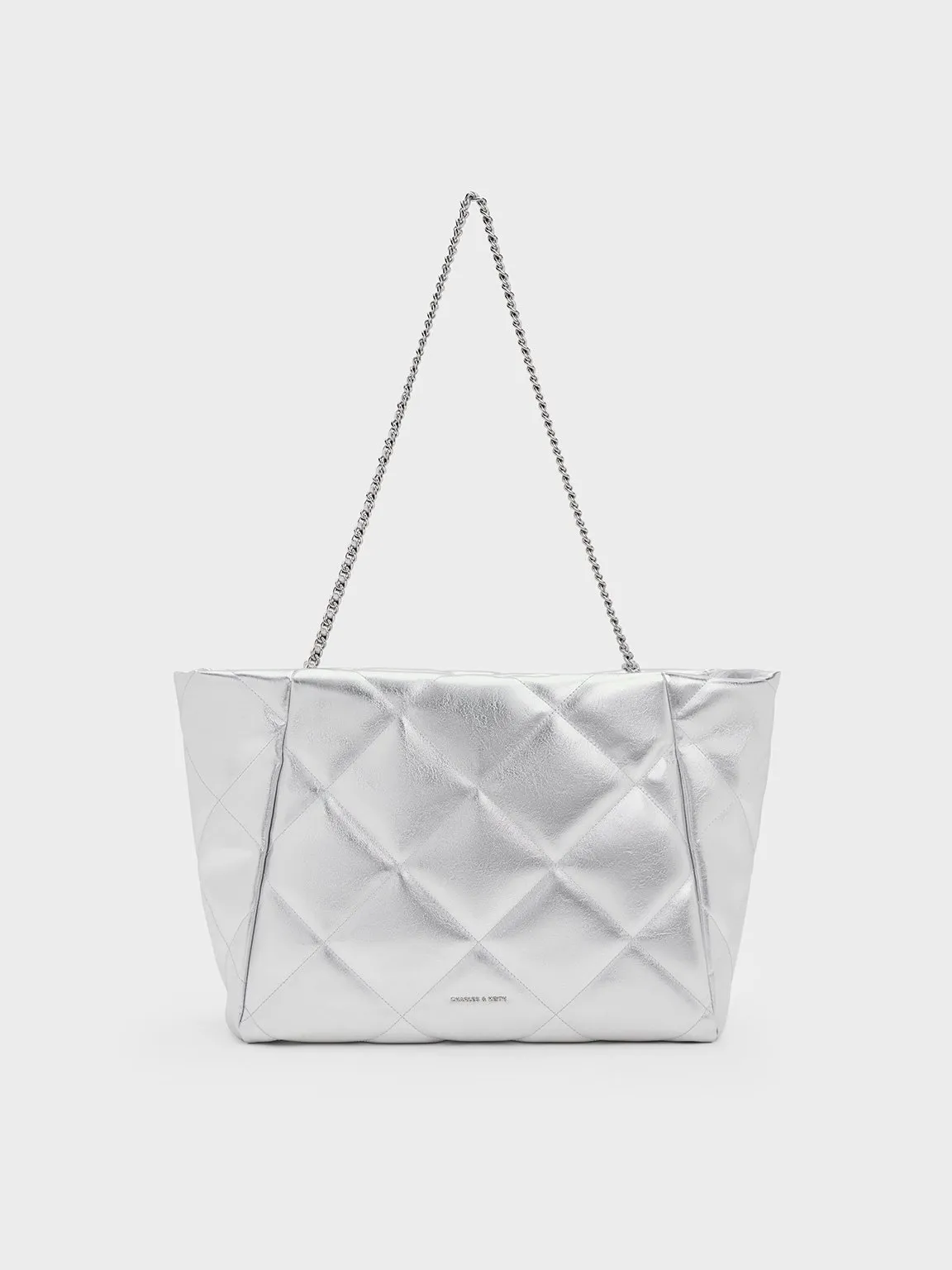 Charles & Keith - Apfra Metallic Quilted Chain-Handle Tote Bag sold by Charles & Keith