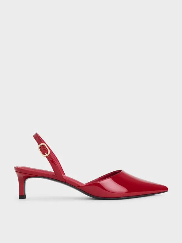 Charles & Keith - Patent Pointed-Toe Slingback Kitten Heels sold by Charles & Keith
