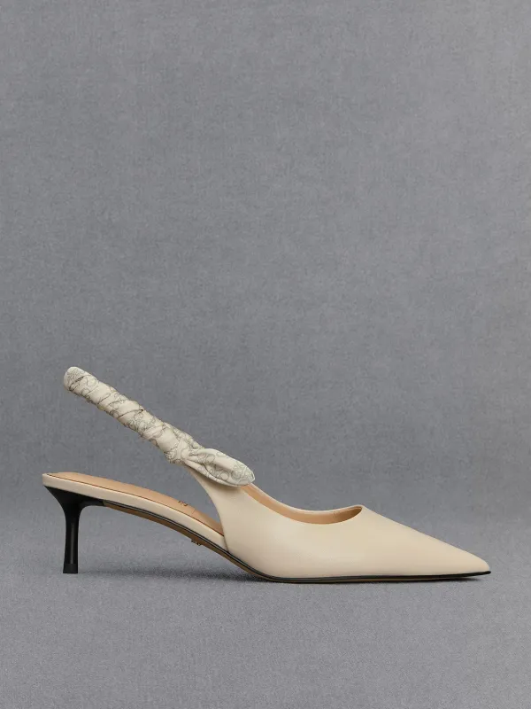 Charles & Keith - Tully Leather Ruched-Strap Slingback Pumps sold by Charles & Keith
