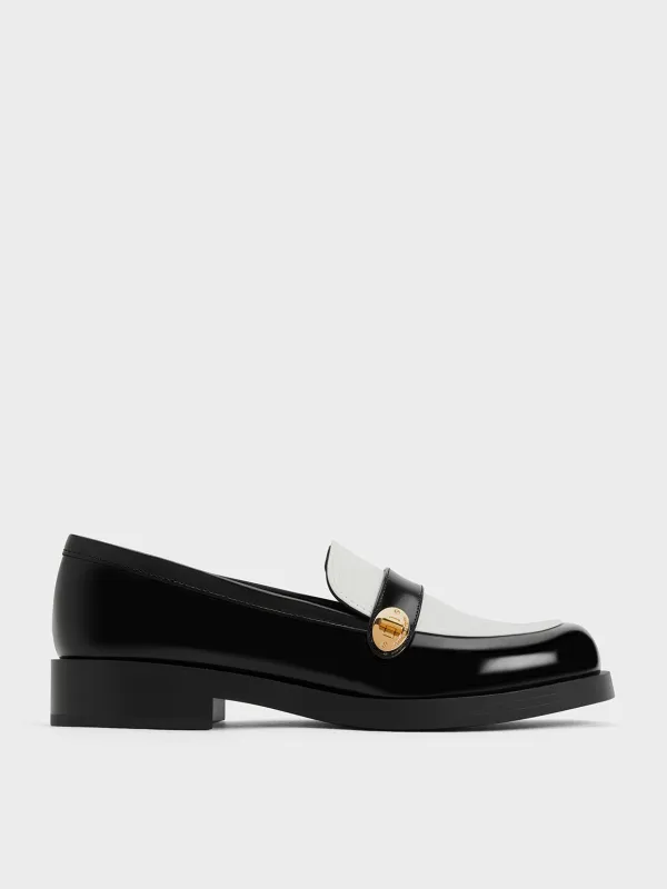 Charles & Keith - Hettie Two-Tone Metallic-Buckle Strap Loafers sold by Charles & Keith