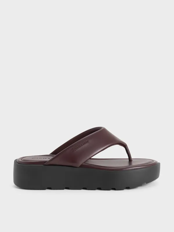 Charles & Keith - V-Strap Flatform Thong Sandals made by Charles & Keith