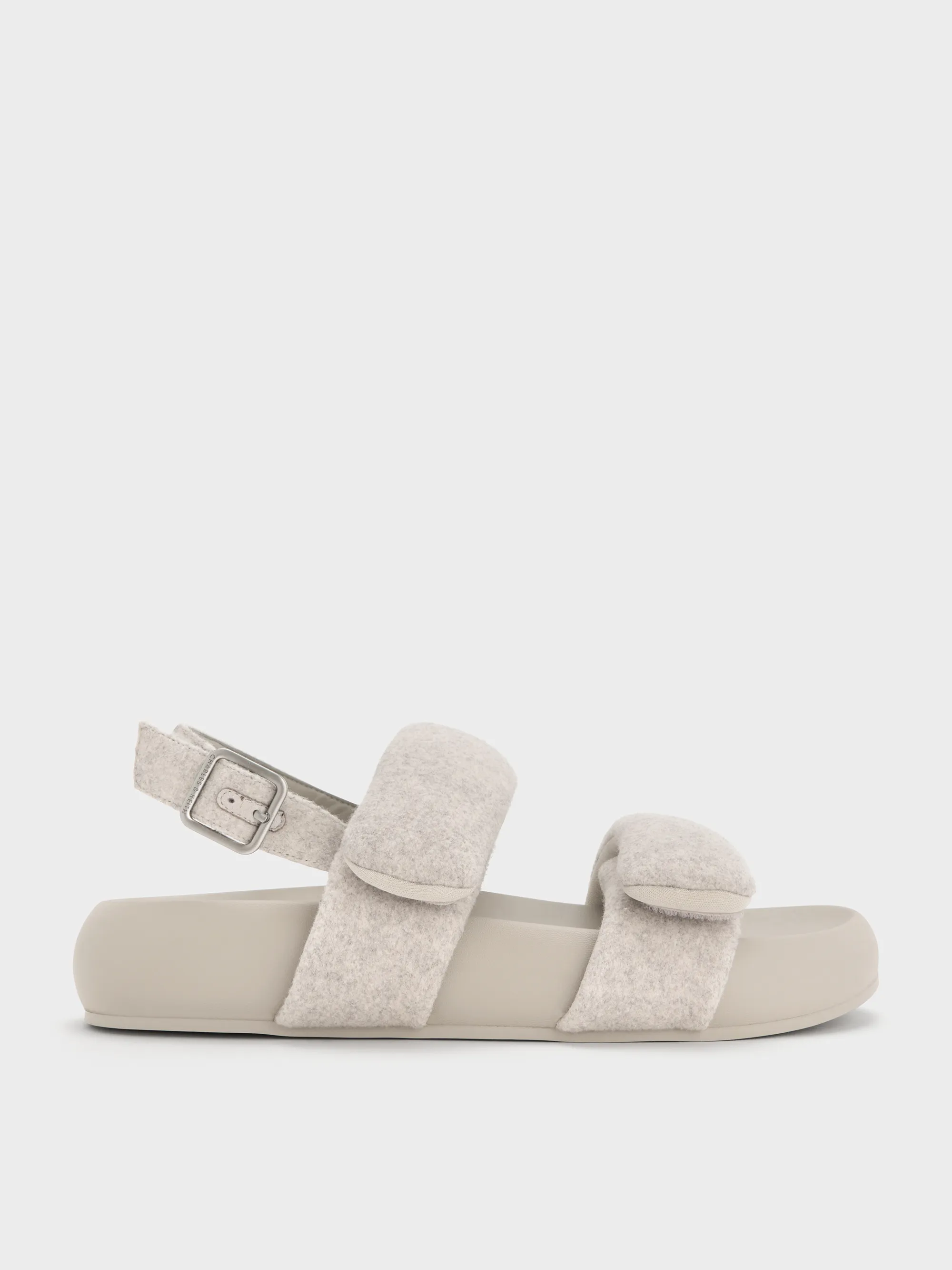 Charles & Keith - Felt Quilted Double-Strap Slingback Sandals sold by Charles & Keith