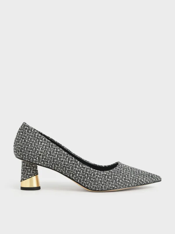 Charles & Keith - Cammie Metallic Sculptural Heel Tweed Pumps sold by Charles & Keith