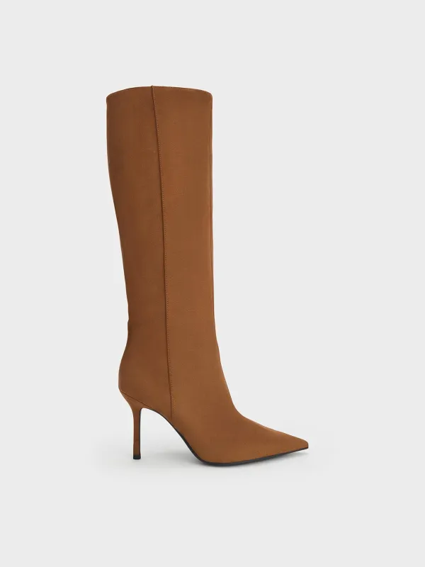Charles & Keith - Faux Suede Pointed-Toe Stiletto-Heel Knee-High Boots sold by Charles & Keith