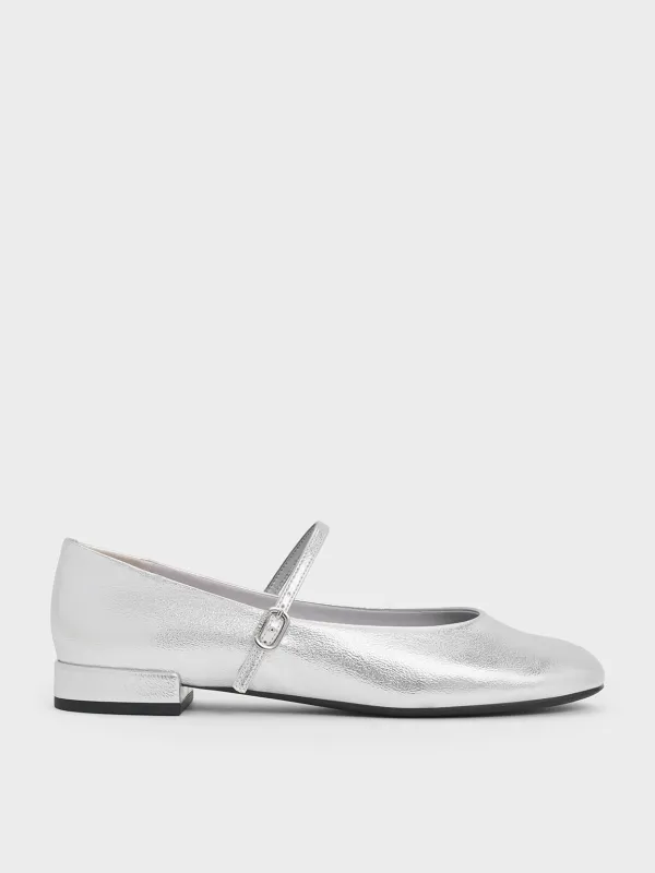 Charles & Keith - Gertrude Metallic Round-Toe Mary Janes sold by Charles & Keith