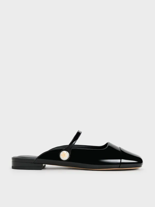 Charles & Keith - Aeryn Patent Pearl Embellished Flat Mules sold by Charles & Keith