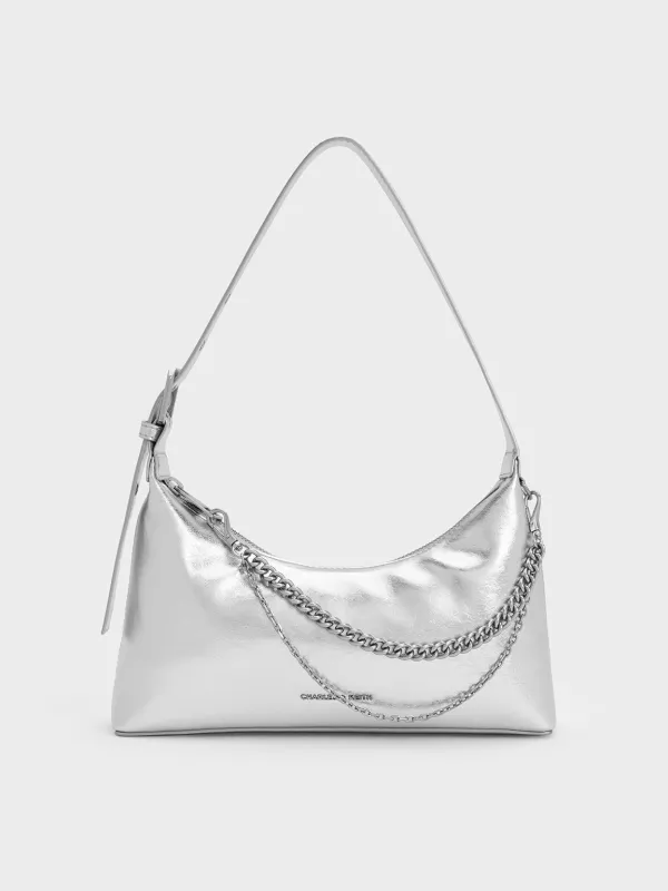Charles & Keith - Atwood Chain-Embellished Shoulder Bag sold by Charles & Keith