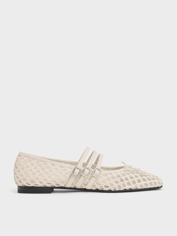 Charles & Keith - Woven Triple-Strap Mary Janes sold by Charles & Keith