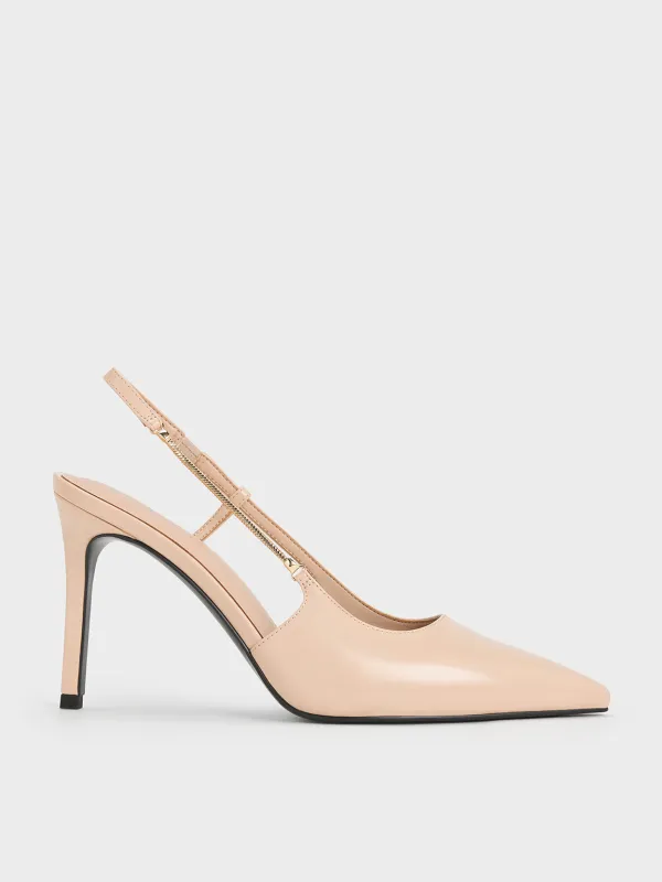 Charles & Keith - Chain-Strap Pointed-Toe Slingback Pumps sold by Charles & Keith