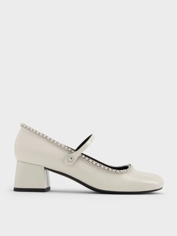 Charles & Keith - Braided-Chain Block-Heel Mary Jane Pumps sold by Charles & Keith
