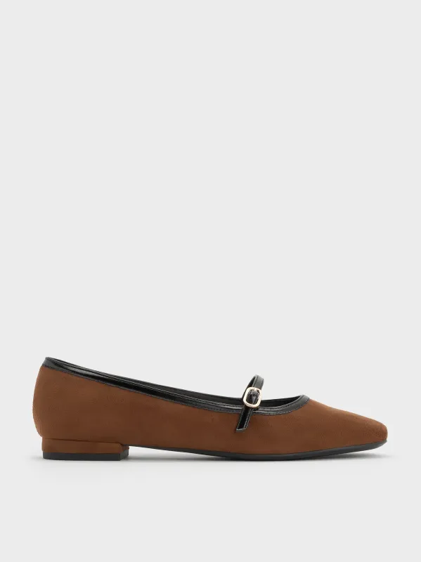 Charles & Keith - Faux Suede Contrast-Trim Buckle-Strap Mary Janes sold by Charles & Keith