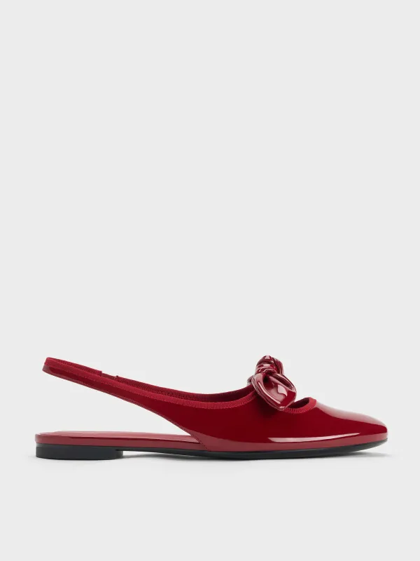 Charles & Keith - Patent Knot-Bow Slingback Flats sold by Charles & Keith