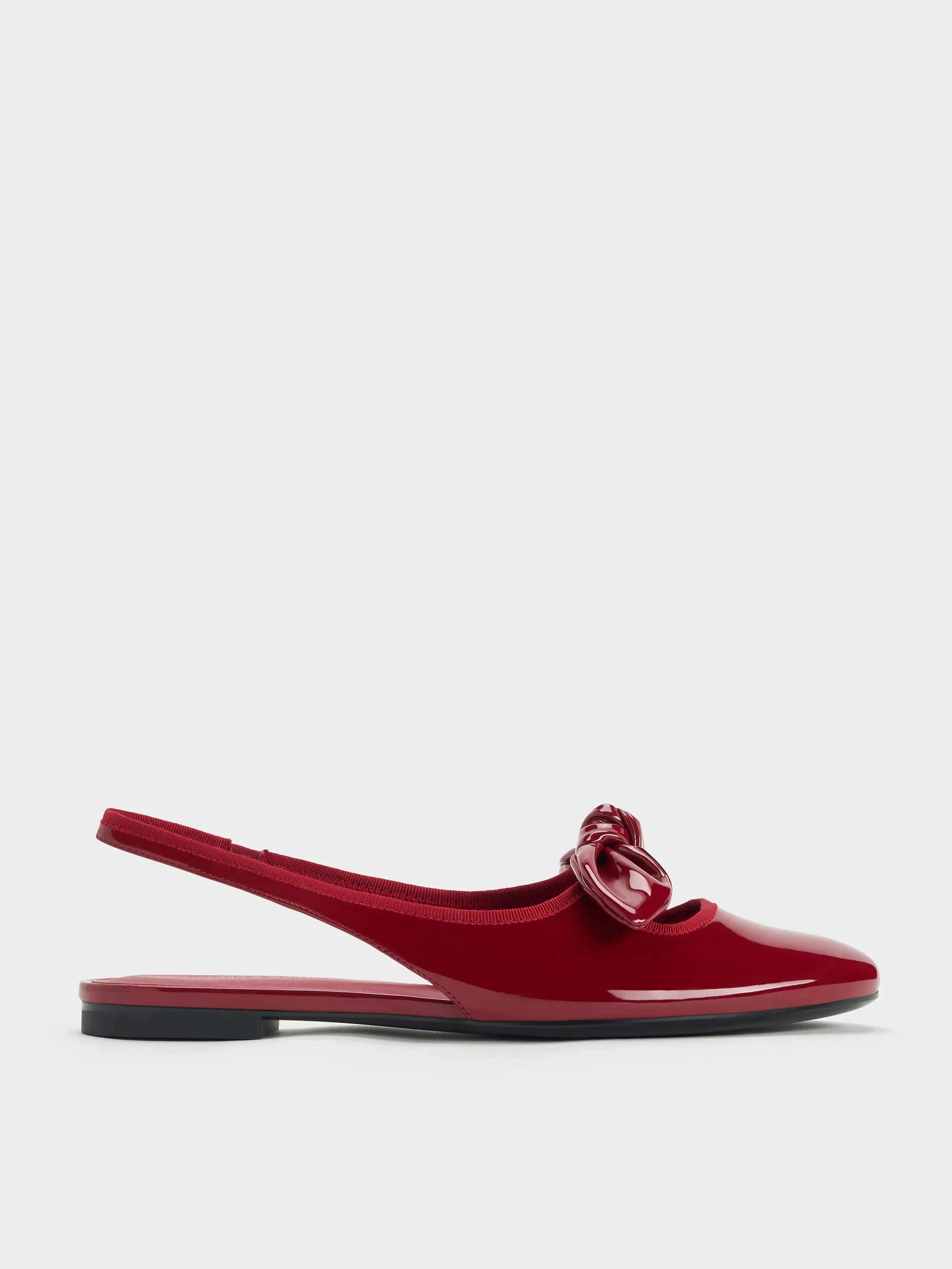 Charles & Keith - Patent Knot-Bow Slingback Flats sold by Charles & Keith