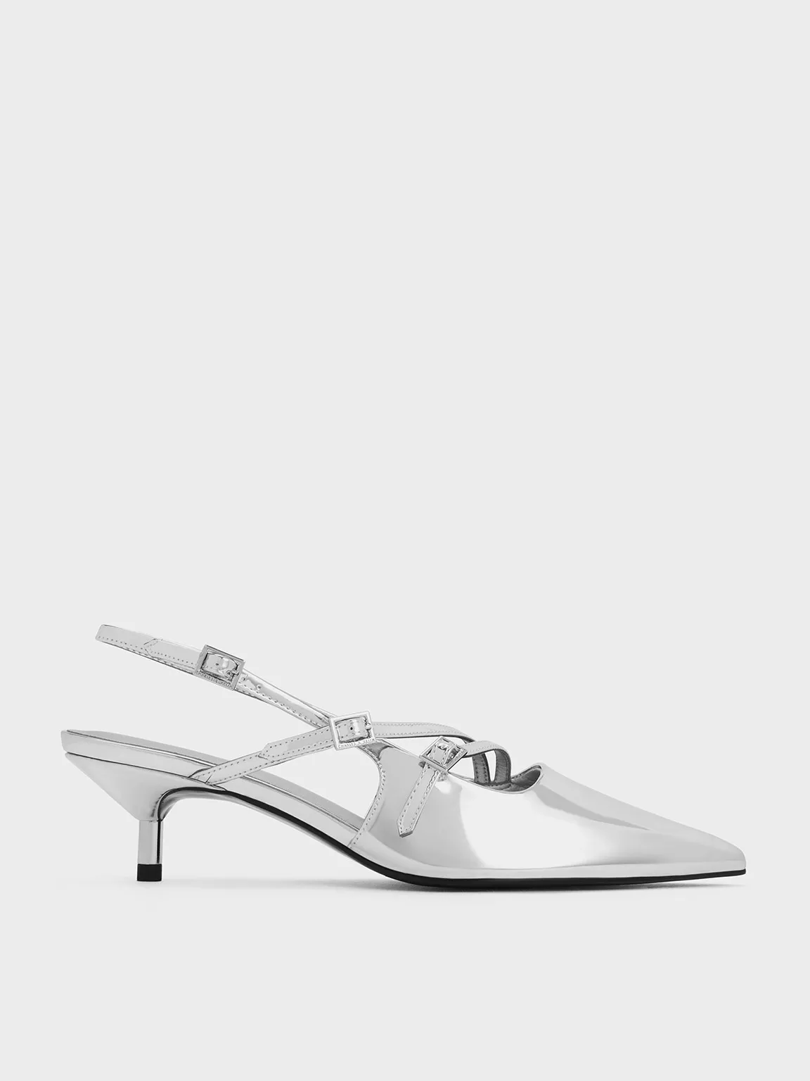 Charles & Keith - Metallic Pointed Slingback Kitten Heels sold by Charles & Keith