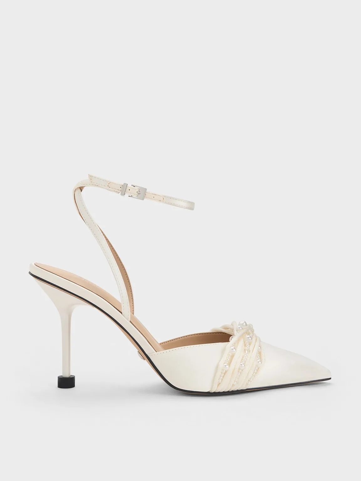 Charles & Keith - Leda Beaded Satin Ankle-Strap Pumps sold by Charles & Keith