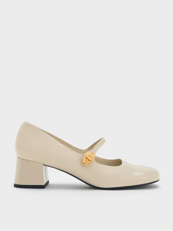 Charles & Keith - Hettie Patent Metallic-Buckle Block-Heel Mary Janes sold by Charles & Keith