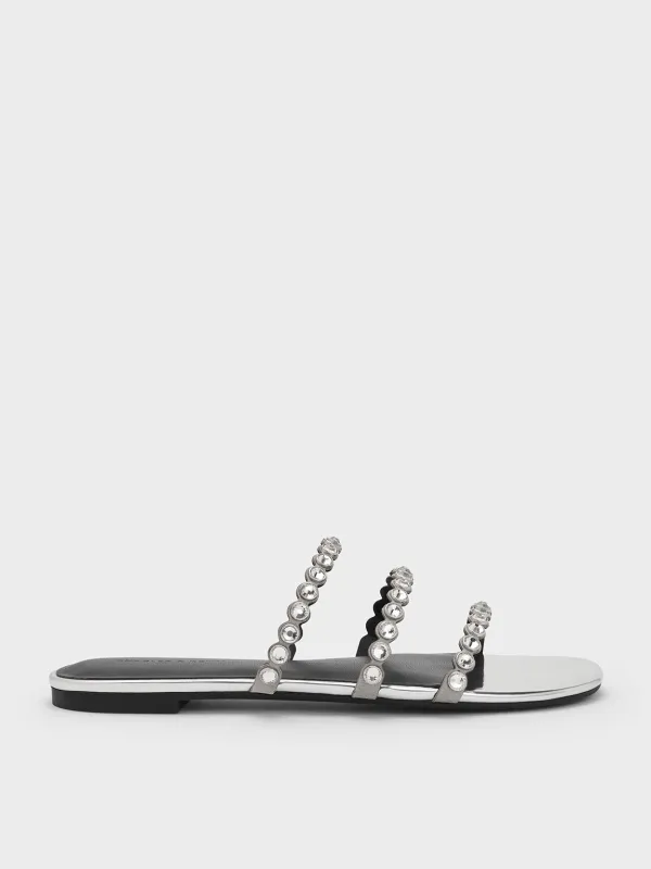 Charles & Keith - Crystal-Embellished Triple-Strap Sandals sold by Charles & Keith