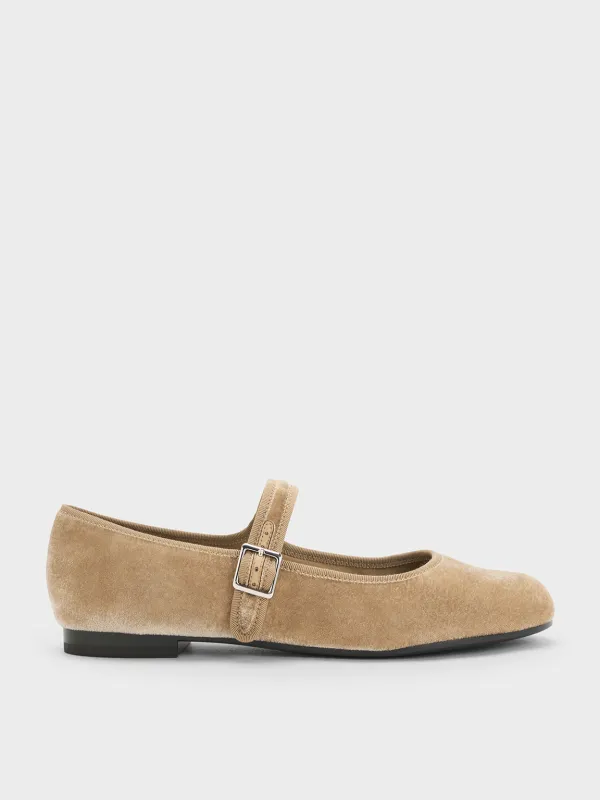 Charles & Keith - Carmel Velvet Buckled Mary Jane Flats sold by Charles & Keith