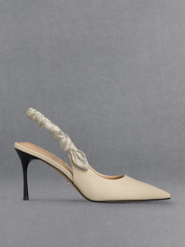 Charles & Keith - Tully Leather Ruched Print Slingback Pumps sold by Charles & Keith