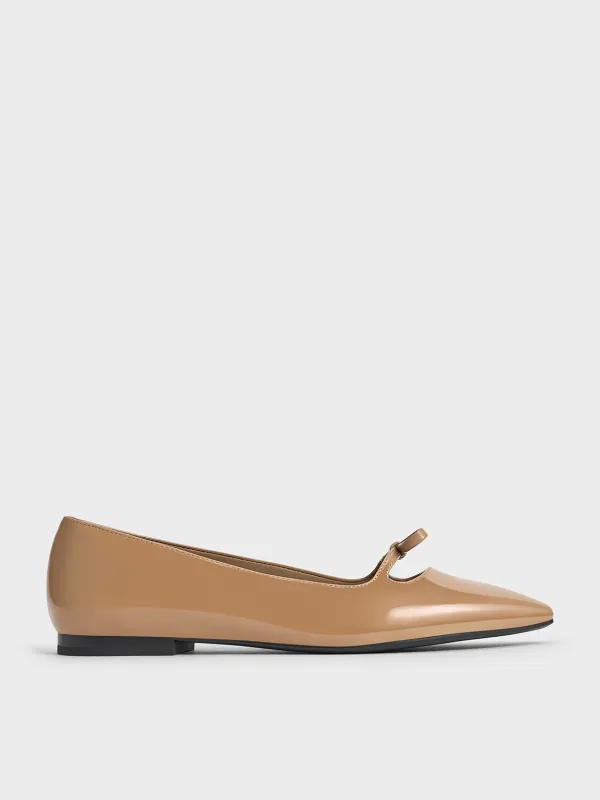 Charles & Keith - Patent Bow Square-Toe Ballet Flats sold by Charles & Keith