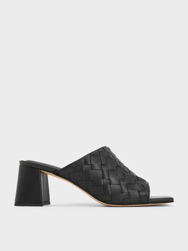 Charles & Keith - Ivette Woven Square-Toe Heeled Mules sold by Charles & Keith