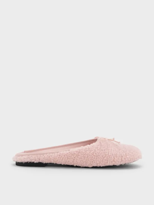 Charles & Keith - Nancy Faux Shearling Bow Ballet Mules sold by Charles & Keith
