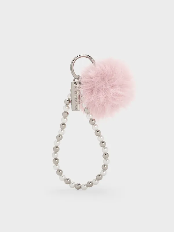 Charles & Keith - Pearl Beaded-Strap Furry Ball Charm sold by Charles & Keith