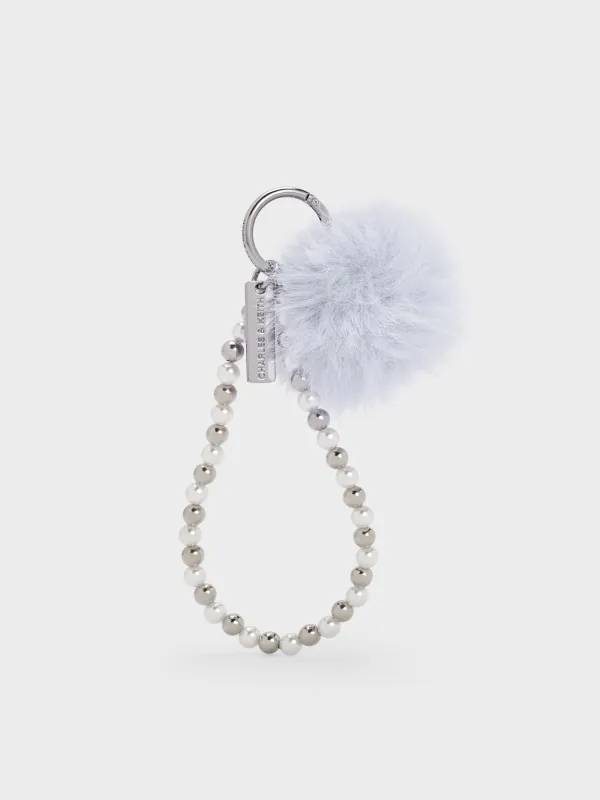 Charles & Keith - Pearl Beaded-Strap Furry Ball Charm sold by Charles & Keith