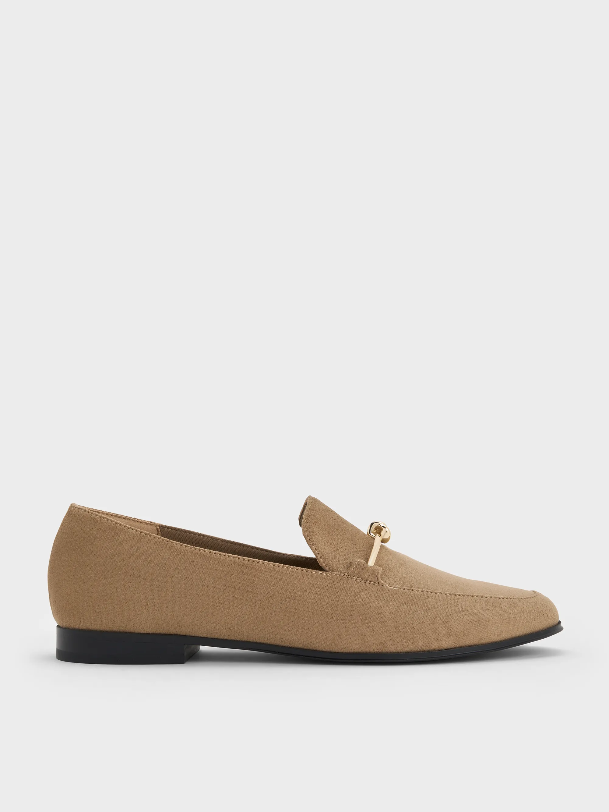 Charles & Keith - Faux Suede Metallic Knot-Bar Loafers sold by Charles & Keith