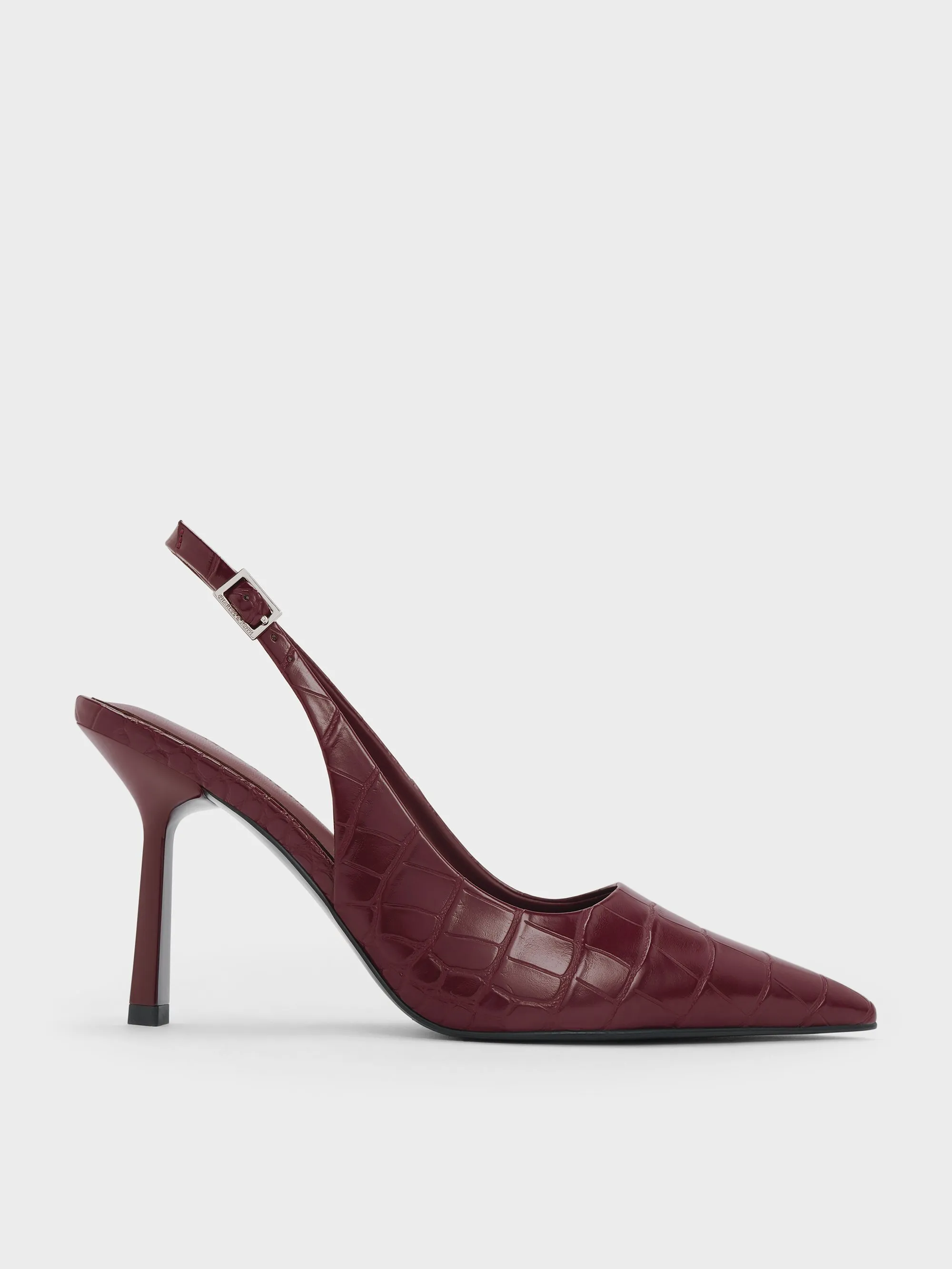Charles & Keith - Croc-Effect Pointed-Toe Slingback Pumps sold by Charles & Keith