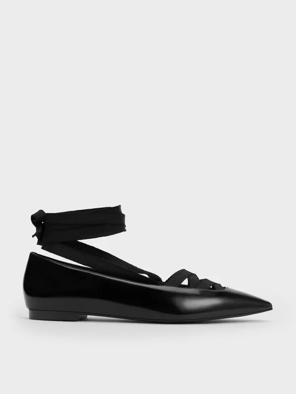Charles & Keith - Pointed-Toe Tie-Around Ballet Flats sold by Charles & Keith