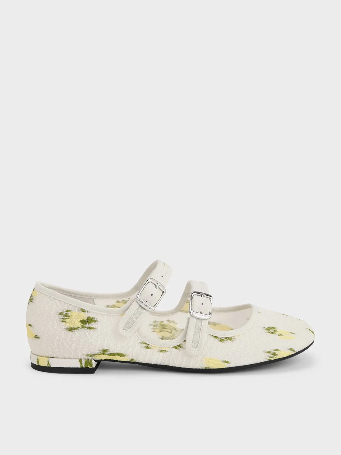 Charles & Keith - Mesh Floral-Print Double-Strap Mary Jane Flats sold by Charles & Keith