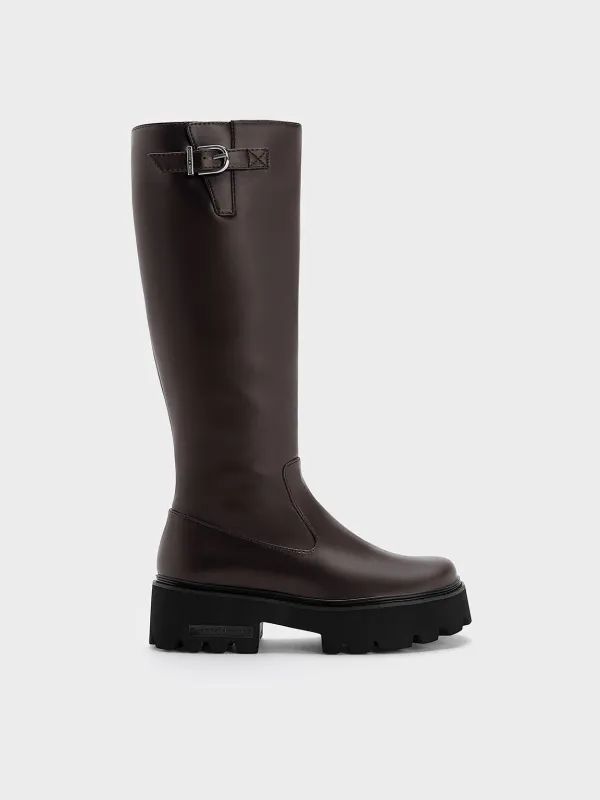 Charles & Keith - Imogen Side-Buckle Chunky Knee-High Boots sold by Charles & Keith
