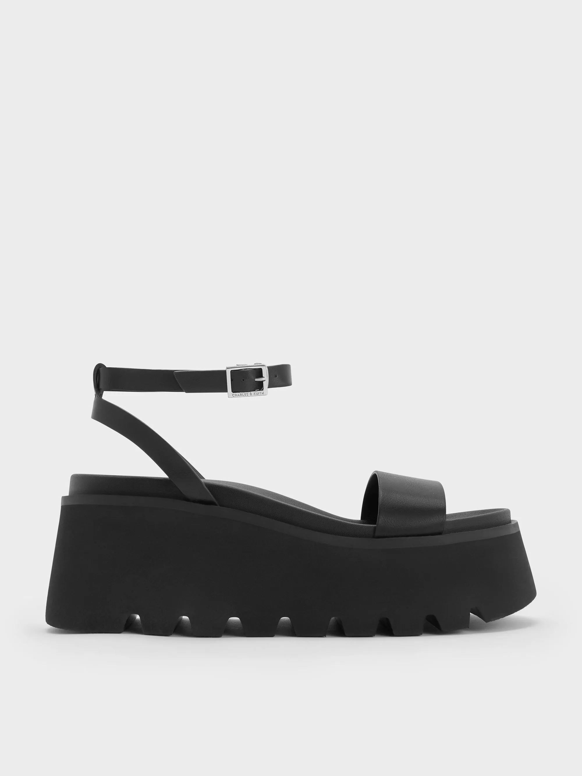 Charles & Keith - Ridged-Sole Ankle-Strap Flatform Sandals sold by Charles & Keith