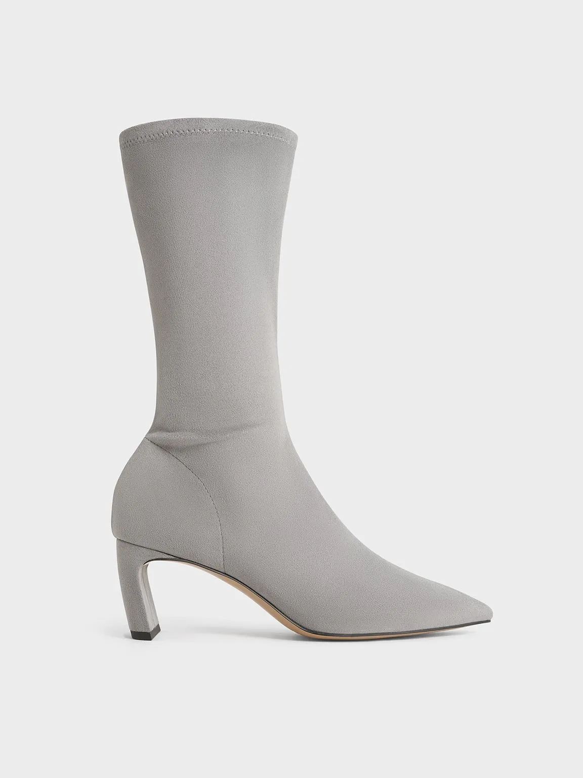 Charles & Keith - Faux Suede Blade-Heel Pointed-Toe Calf Boots sold by Charles & Keith