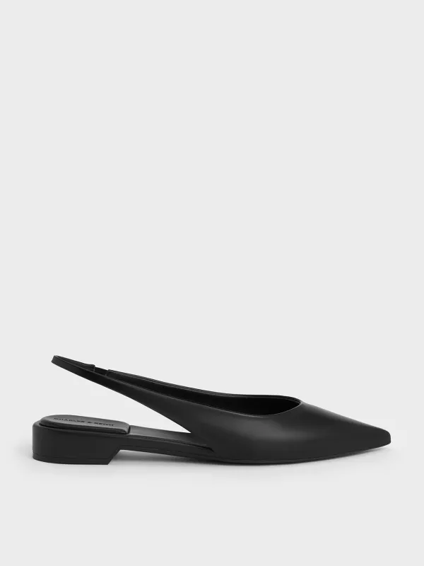 Charles & Keith - Pointed-Toe High-Vamp Slingback Flats sold by Charles & Keith