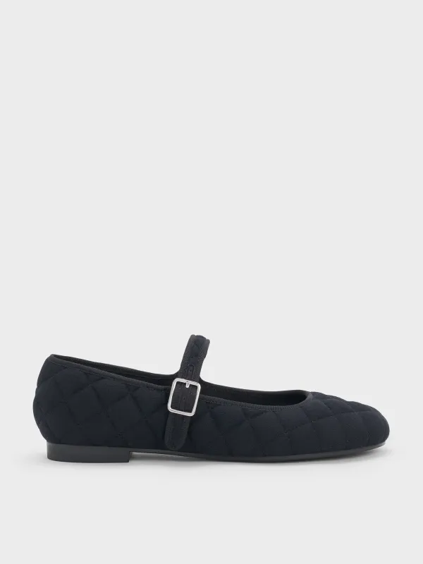 Charles & Keith - Carmel Felt Quilted Buckled Mary Jane Flats sold by Charles & Keith