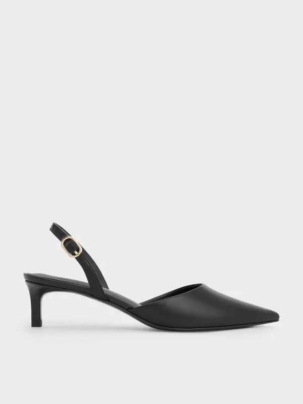 Charles & Keith - Pointed-Toe Slingback Kitten Heels sold by Charles & Keith