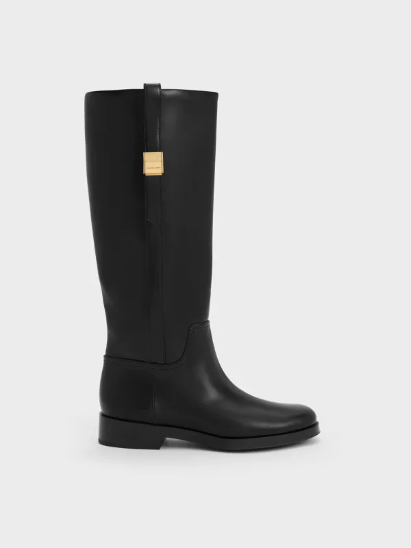 Charles & Keith - Yvette Metallic-Accent Knee-High Boots sold by Charles & Keith