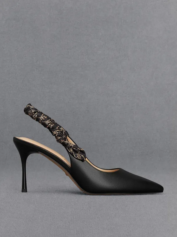 Charles & Keith - Tully Leather Ruched Print Slingback Pumps sold by Charles & Keith