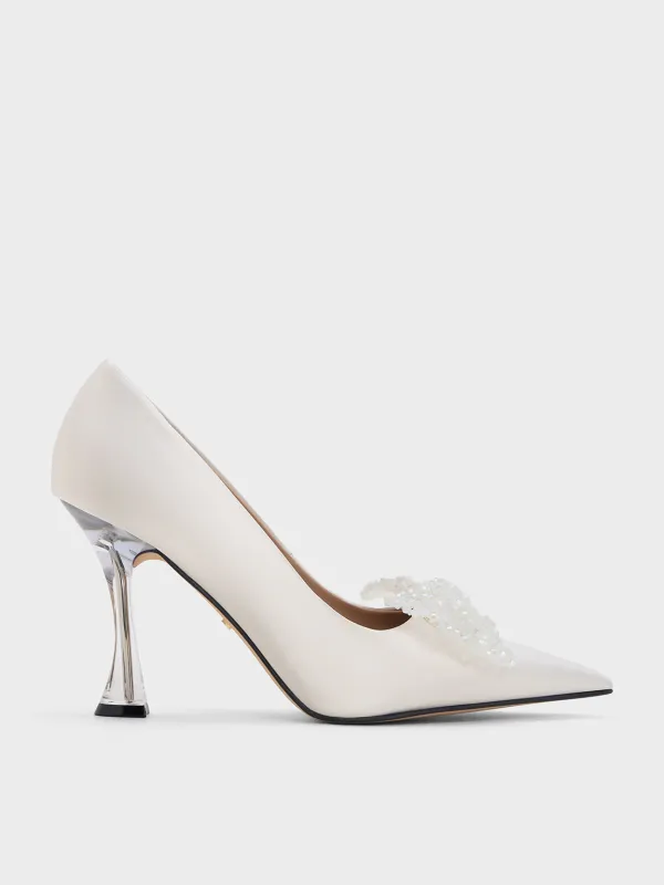 Charles & Keith - Recycled Polyester Beaded Bow Pumps sold by Charles & Keith
