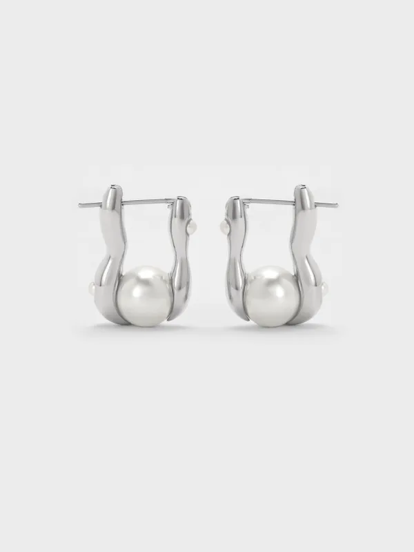 Charles & Keith - Corrine Pearl Sculptural Drop Earrings sold by Charles & Keith