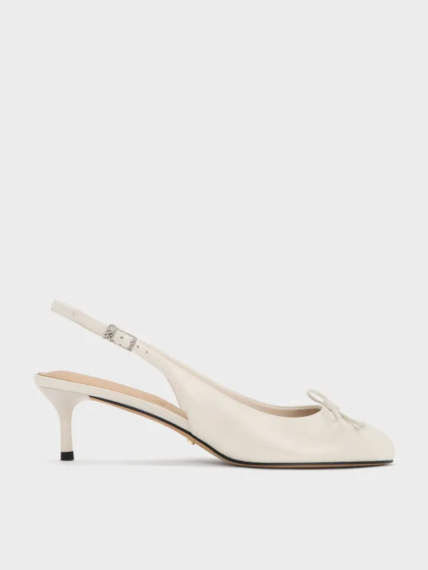 Charles & Keith - Aretha Patent Leather Bow Slingback Kitten Heels sold by Charles & Keith