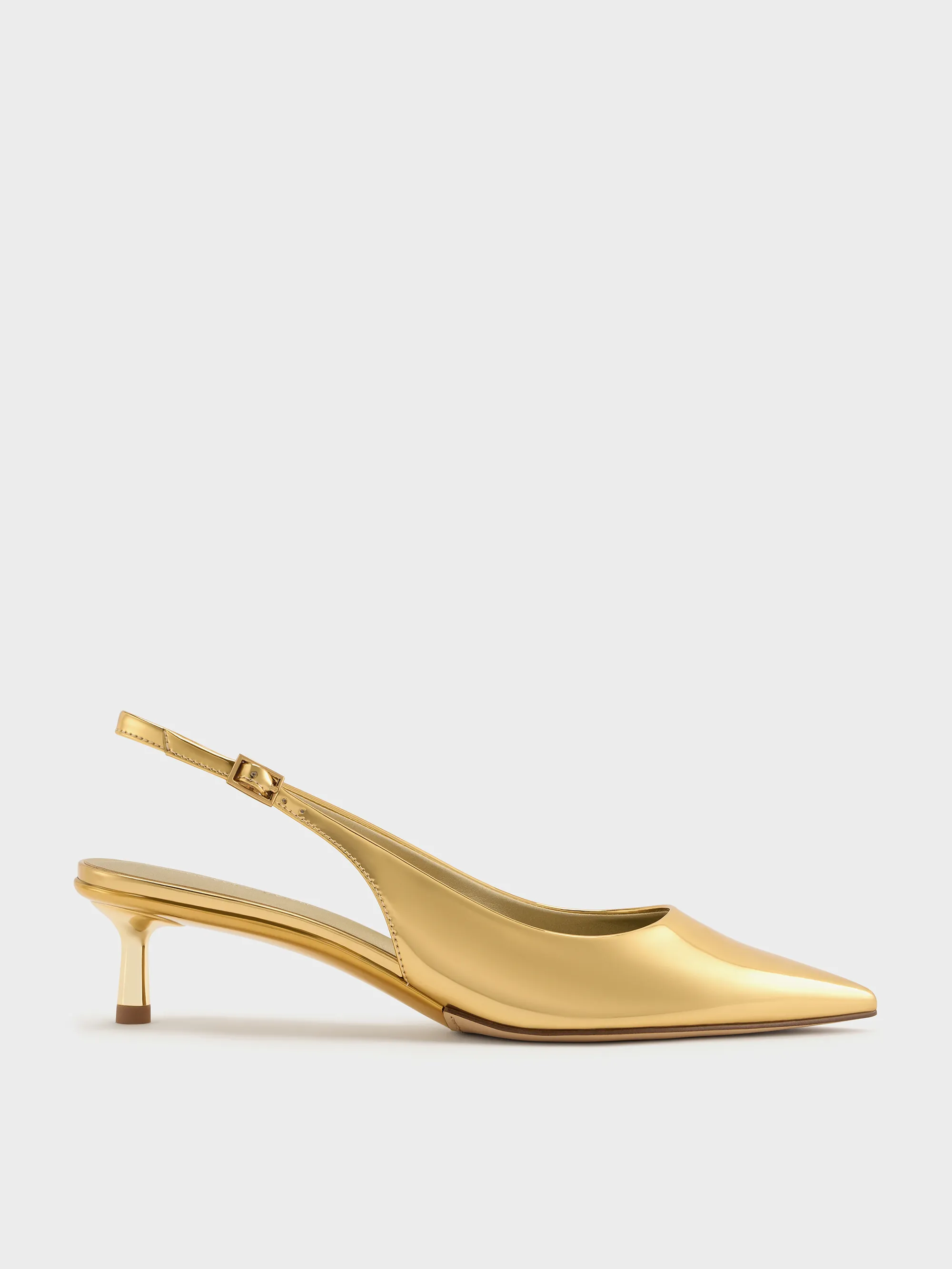 Charles & Keith - Curtis Metallic Pointed-Toe Kitten-Heel Slingback Pumps sold by Charles & Keith