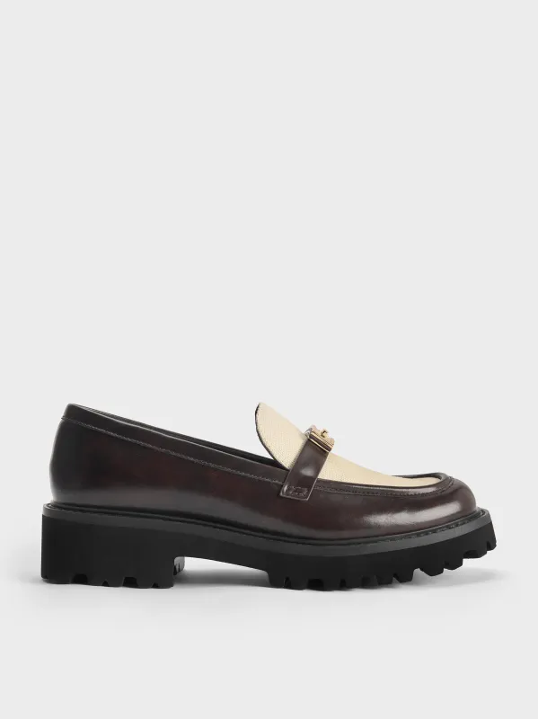 Charles & Keith - Lando Canvas Two-Tone Metallic-Accent Platform Loafers sold by Charles & Keith