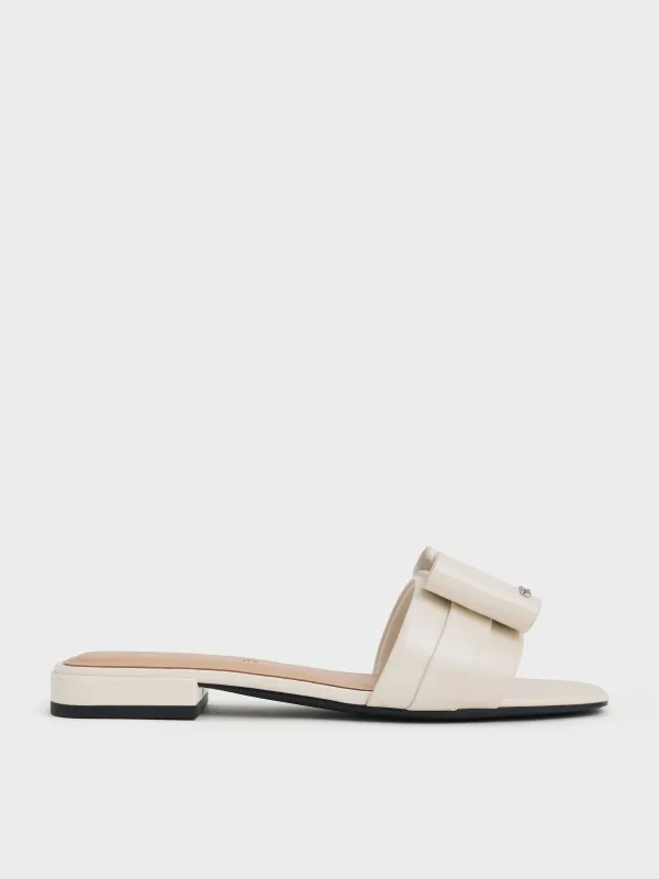 Charles & Keith - Lu Patent Leather Bow Slide Sandals sold by Charles & Keith