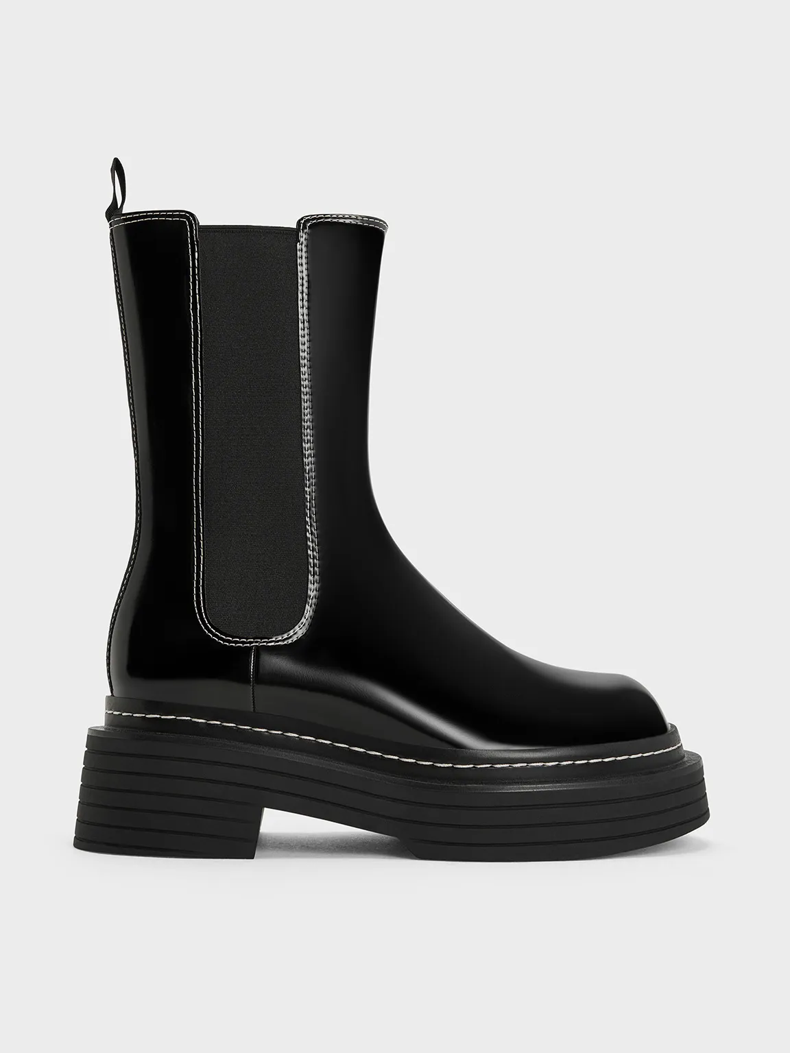 Charles & Keith - Stitch-Trim Platform Chelsea Boots sold by Charles & Keith