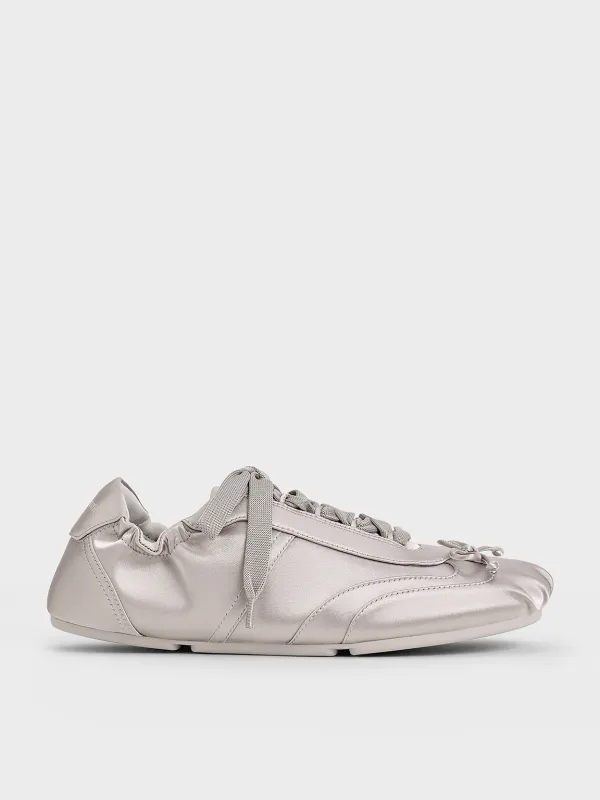 Charles & Keith - Cece Satin Ruched Bow Sneakers sold by Charles & Keith