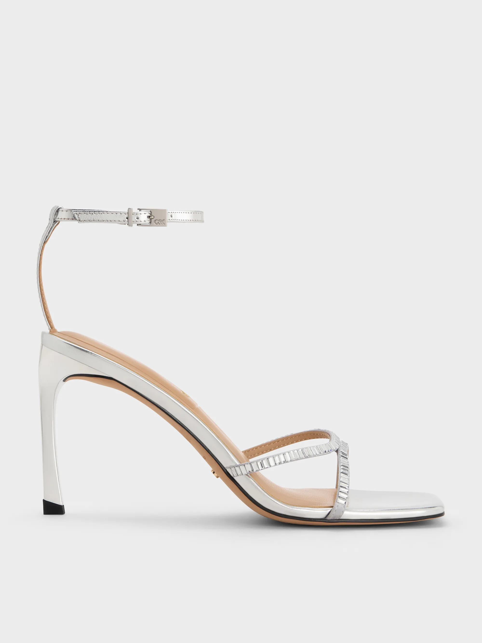 Charles & Keith - Jaylene Metallic Leather Gem Stiletto Sandals sold by Charles & Keith