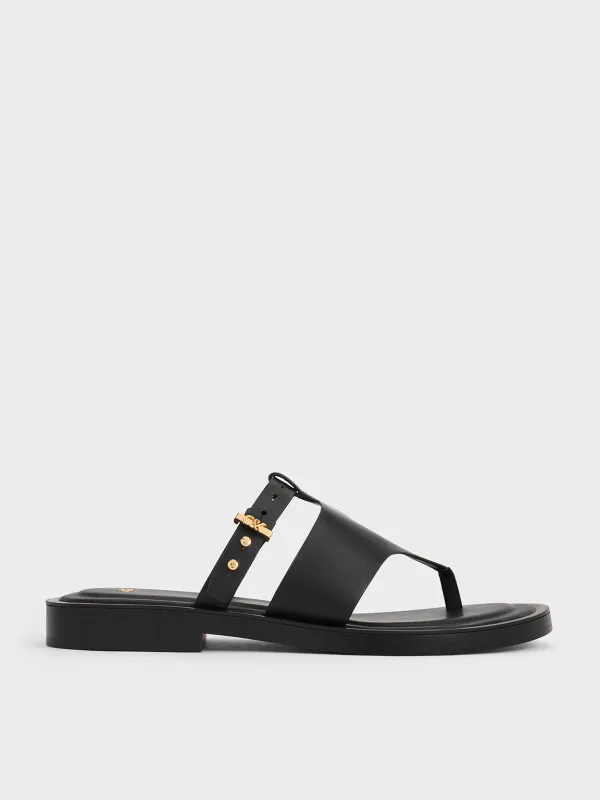 Charles & Keith - Leather Asymmetric Thong Sandals sold by Charles & Keith
